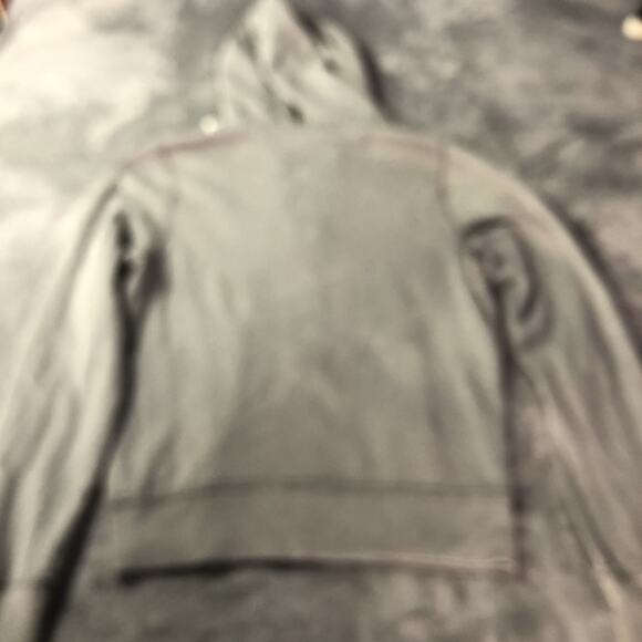 Hollister Surf Club VTG Y2K Hoodie Sweatshirt Unisex M Full Zip Grey Spellout - Picture 8 of 9